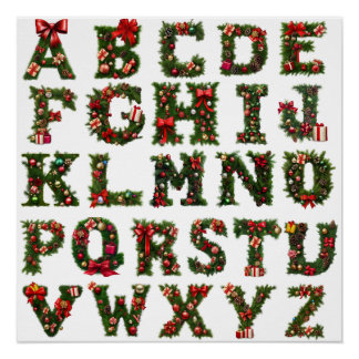 Weihnachtsmonogramm ABC, Alphabet, alle Buchstaben Perfect Poster