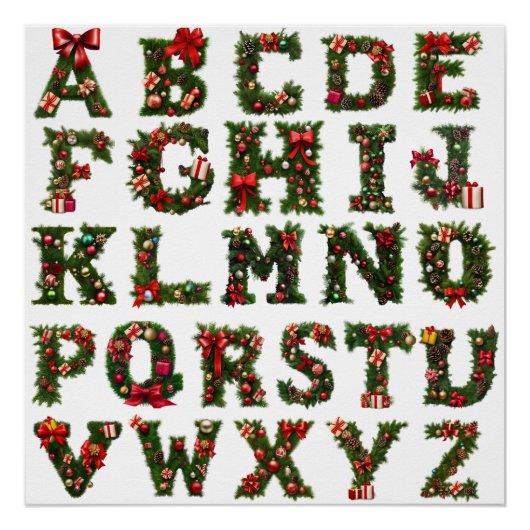 Weihnachtsmonogramm ABC, Alphabet, alle Buchstaben Perfect Poster (Voorkant)