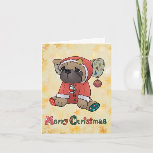 Weihnachtsmops Feestdagen Kaart (Voorkant)