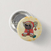 Weihnachtsmops Ronde Button 3,2 Cm (Voorkant /achterkant)