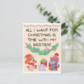 Weihnachtsmotiv mit Besties Spruch Karte Feestdagenkaart (Staand voorkant)