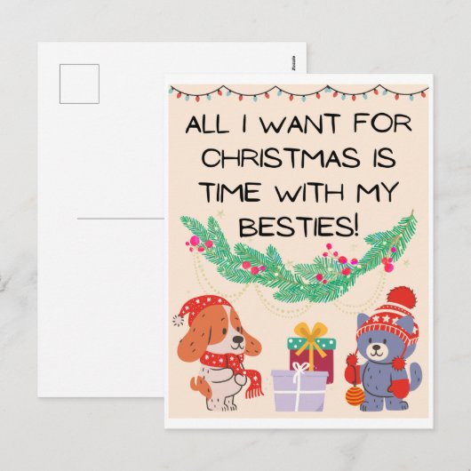 Weihnachtsmotiv mit Besties Spruch Karte Feestdagenkaart (Voorkant / Achterkant)