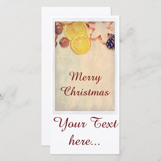 Weihnachtsmotiv mit Früchten... Feestdagenkaart (Voorkant / Achterkant)