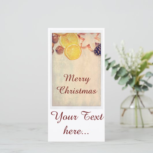 Weihnachtsmotiv mit Früchten... Feestdagenkaart (Staand voorkant)