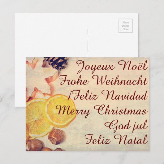 Weihnachtsmotiv mit Früchten... Feestdagenkaart (Voorkant / Achterkant)