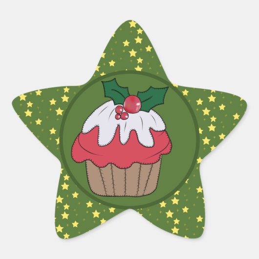 Weihnachtsmufin und Sterne  Ster Sticker (Voorkant)