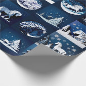 Weihnachtspferde in Blau Cadeaupapier (Hoek)