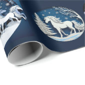 Weihnachtspferde in Blau Cadeaupapier (Rol Hoek)