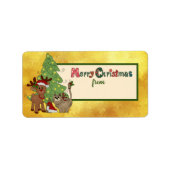 Weihnachtsstickbild Adressaufkleber Etiket (Voorkant)