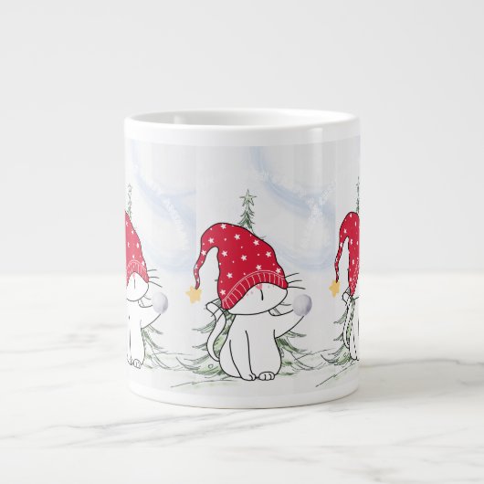 Weihnachtstasse katze mit Schneeball Grote Koffiekop (Voorkant)