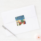 WEIHNACHTSTEDDYBÄREN MIT GESCHENKEN VIERKANTE STICKER (Envelop)