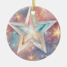 Weihnachtstern pastell keramisch ornament