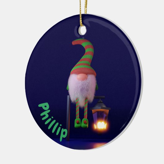 Weihnachtswichtel Keramisch Ornament (Links)