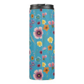 Weiland bloemen in blauwe Thermische Tumbler Thermosbeker (Achterkant)