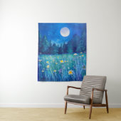 Weiland en Bos Onder een Volle Maan Wandkleed (In situ)