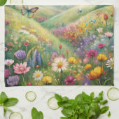 Weiland met bloemen en vlinders en een regenboog theedoek (Gevouwen)