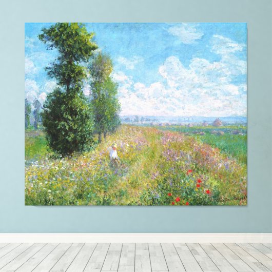 Weiland met populieren, door Claude Monet Canvas Afdruk (Insitu (Houten vloer))
