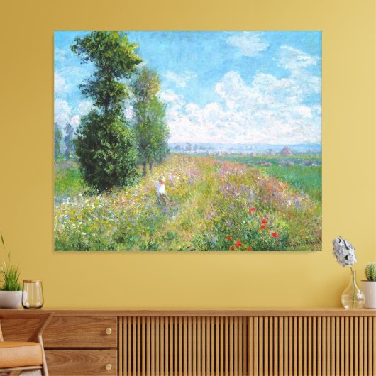 Weiland met populieren, door Claude Monet Canvas Afdruk (Insitu (Woonkamer))