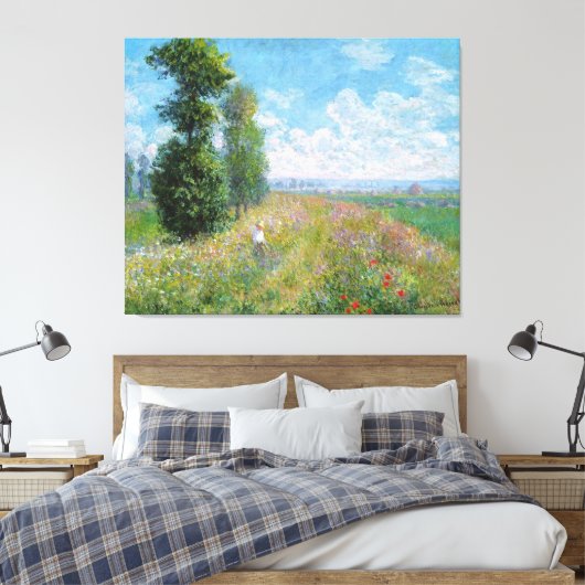 Weiland met populieren, door Claude Monet Canvas Afdruk (Insitu (Slaapkamer))