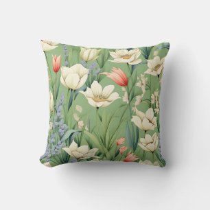 Weiland met tulpen en wilde bloemen kussen