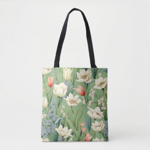 Weiland met tulpen en wilde bloemen tote bag