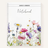 Weiland met Waterverf wilde bloemen schoon wit Notitieboek (Voorkant)
