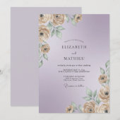 Weiland Stof Mauve Bloemblad Bruiloft Kaart (Voorkant / Achterkant)