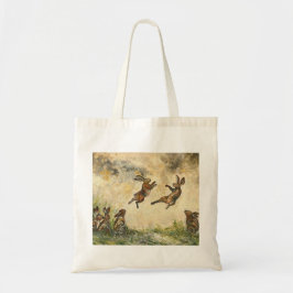 Weiland Wedstrijd Speelse Hazen in een Weiland  Tote Bag