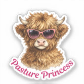 Weilandprinses Schattige Grappige Hooglandkoe Sticker (Voorkant)
