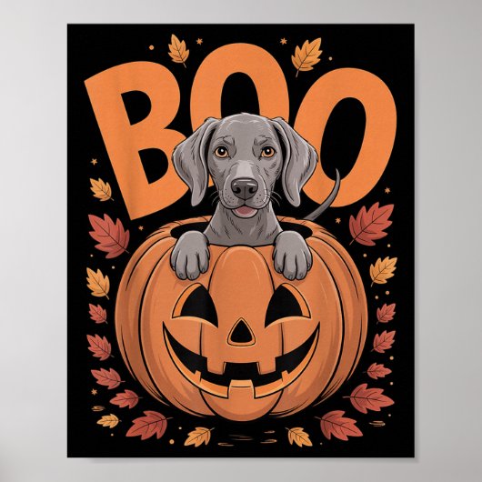 Weim Kostuum Op Pompoen Halloween Weimaraner  Poster (Voorkant)