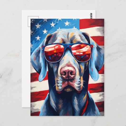 Weimaraner 4 juli Onafhankelijkheidsdag Briefkaart (Voorkant / Achterkant)