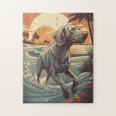 Weimaraner aan het strand legpuzzel (Verticaal)