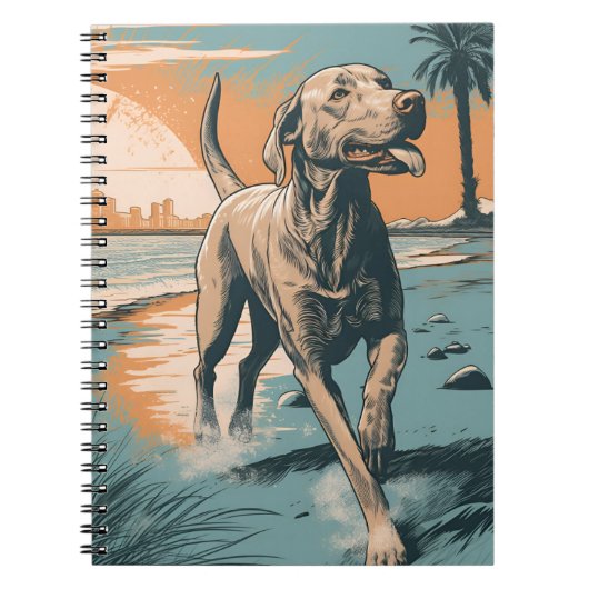 Weimaraner aan het strand notitieboek (Voorkant)