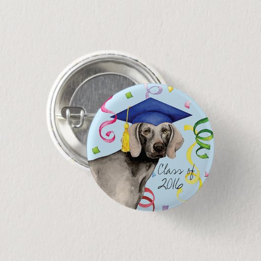 Weimaraner Afstuderen Ronde Button 3,2 Cm (Voorkant /achterkant)