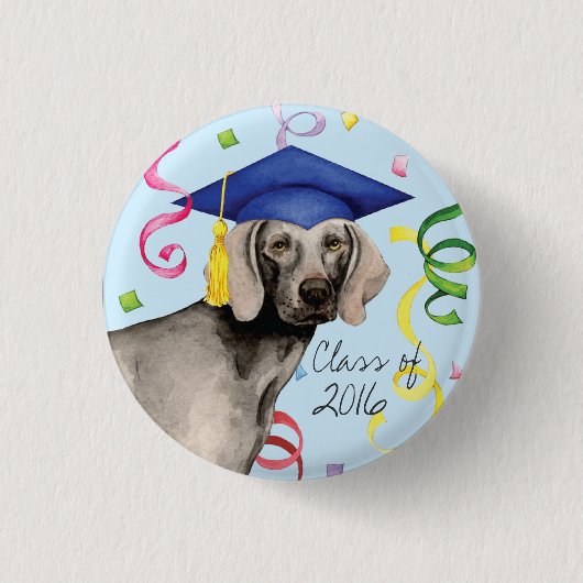 Weimaraner Afstuderen Ronde Button 3,2 Cm (Voorkant)