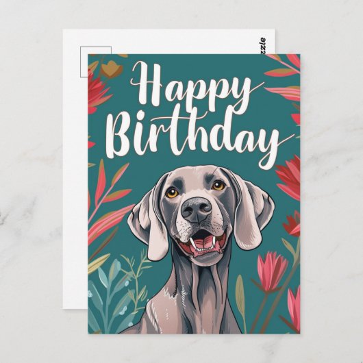 Weimaraner Birthday Briefkaart (Voorkant / Achterkant)