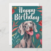 Weimaraner Birthday Feestdagenkaart (Voorkant / Achterkant)
