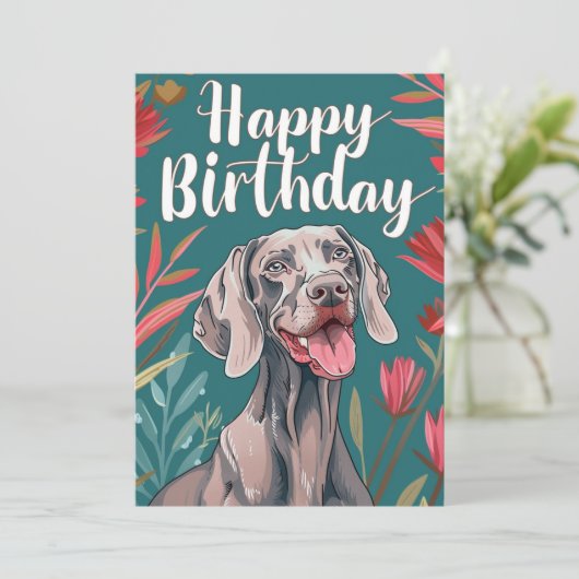 Weimaraner Birthday Feestdagenkaart (Staand voorkant)