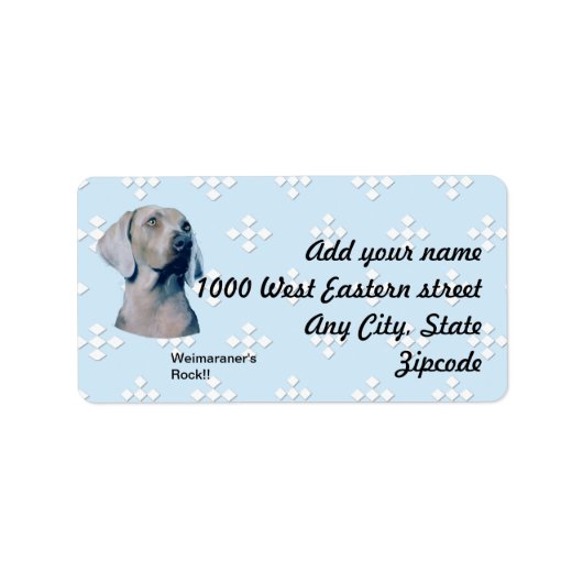 Weimaraner - Blauw met wit diamantontwerp Etiket (Voorkant)