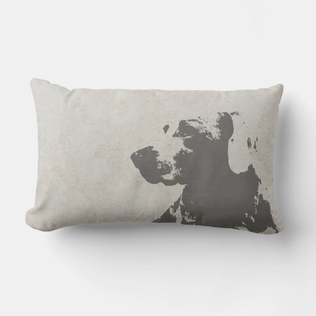 WEIMARANER BLOCK PRINT TAUPE LUMBAR PILLOW KUSSEN (Voorkant)