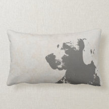 WEIMARANER BLOCK PRINT TAUPE LUMBAR PILLOW