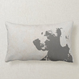 WEIMARANER BLOCK PRINT TAUPE LUMBAR PILLOW KUSSEN