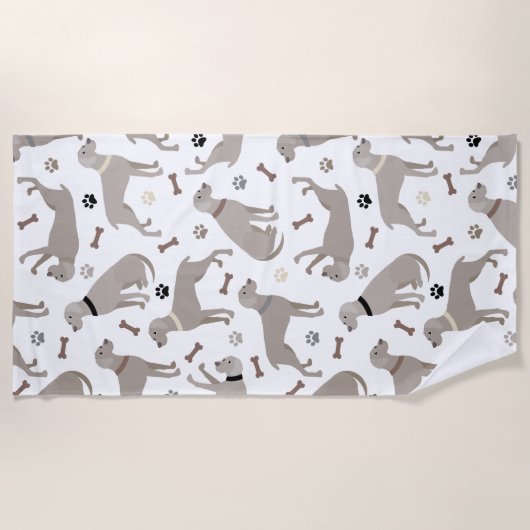 Weimaraner Bones and Paws Beach Towel Strandlaken (Voorkant)