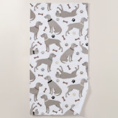 Weimaraner Bones and Paws Beach Towel Strandlaken (Voorkant)