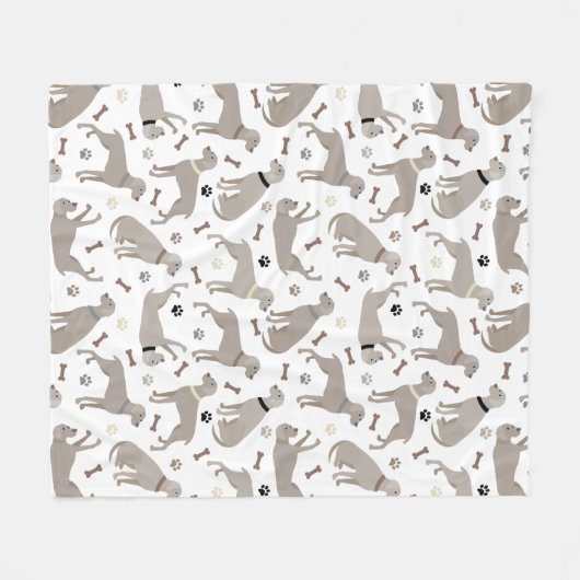 Weimaraner Bones and Paws Fleece Blanket (Voorkant (Horizontaal))