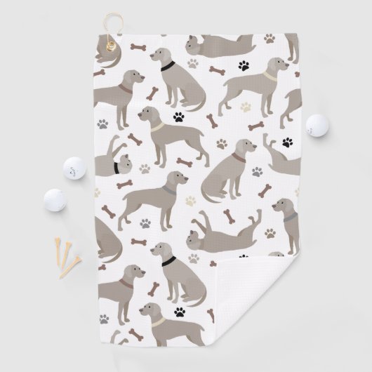 Weimaraner Botten en Paws Golf Towel Golfhanddoek (Insitu)