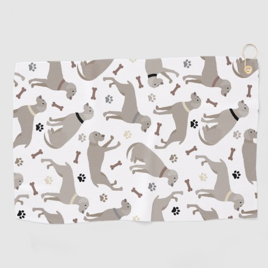 Weimaraner Botten en Paws Golf Towel Golfhanddoek (Horizontaal)
