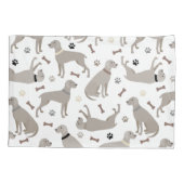 Weimaraner Botten en Paws White Pillow Hoesje Kussensloop (Achterkant)