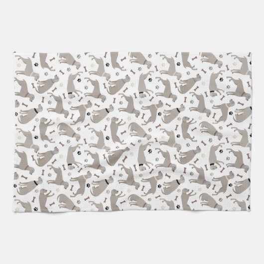 Weimaraner-Botten en poten wit Theedoek (Horizontaal)