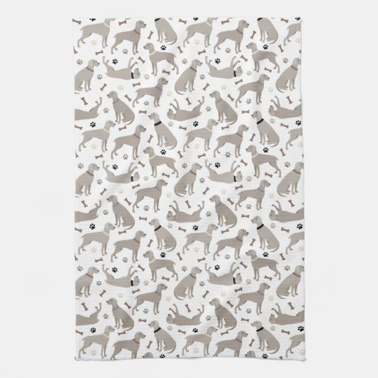 Weimaraner-Botten en poten wit Theedoek (Verticaal)